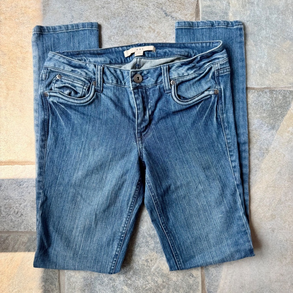 RARE Y2K Forever 21 Super Skinny Low Rise Jeans - Medium Vintage Blue 2000s Sz 4